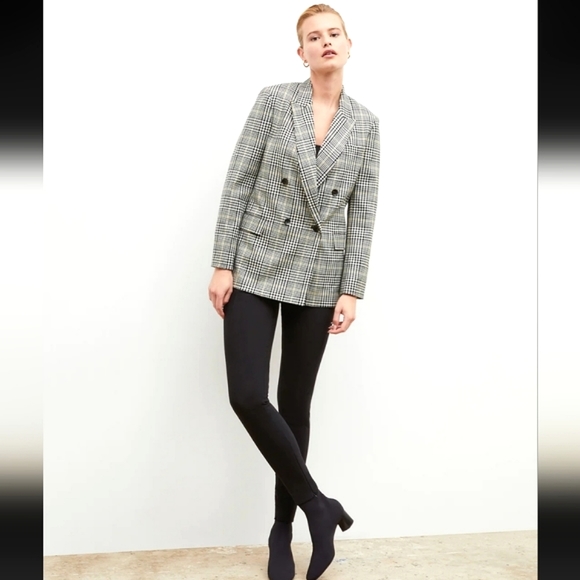 ZARA Textured Houndstooth Plaid Oversized Unstructured Blazer Sz. M - Picture 2 of 12